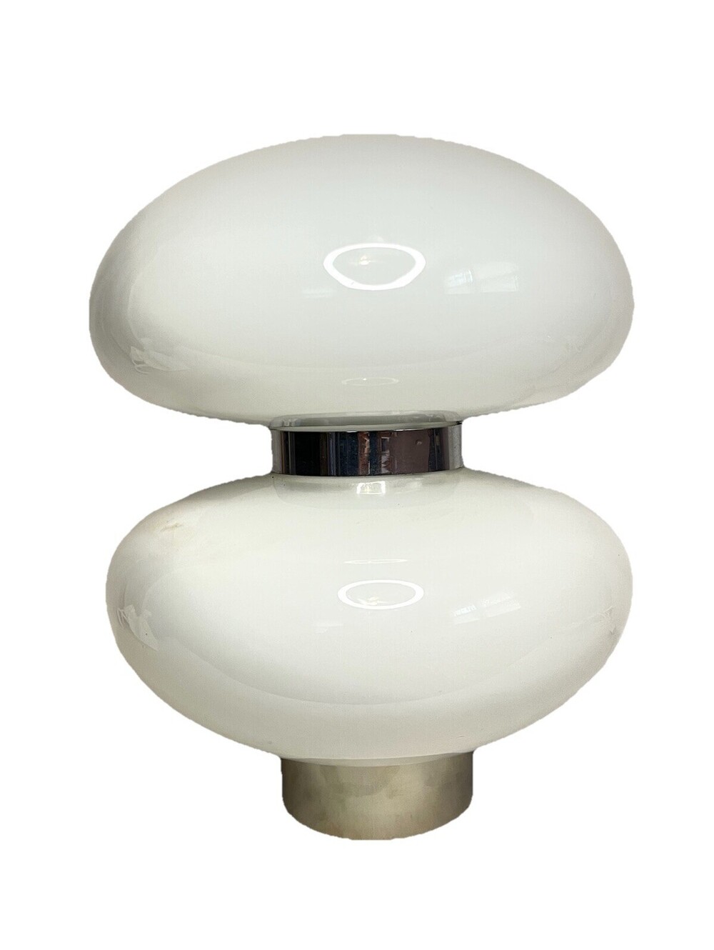 Bill Curry Design Line Mod White Chrome Double Globe Lamp 1970s RARE 15"